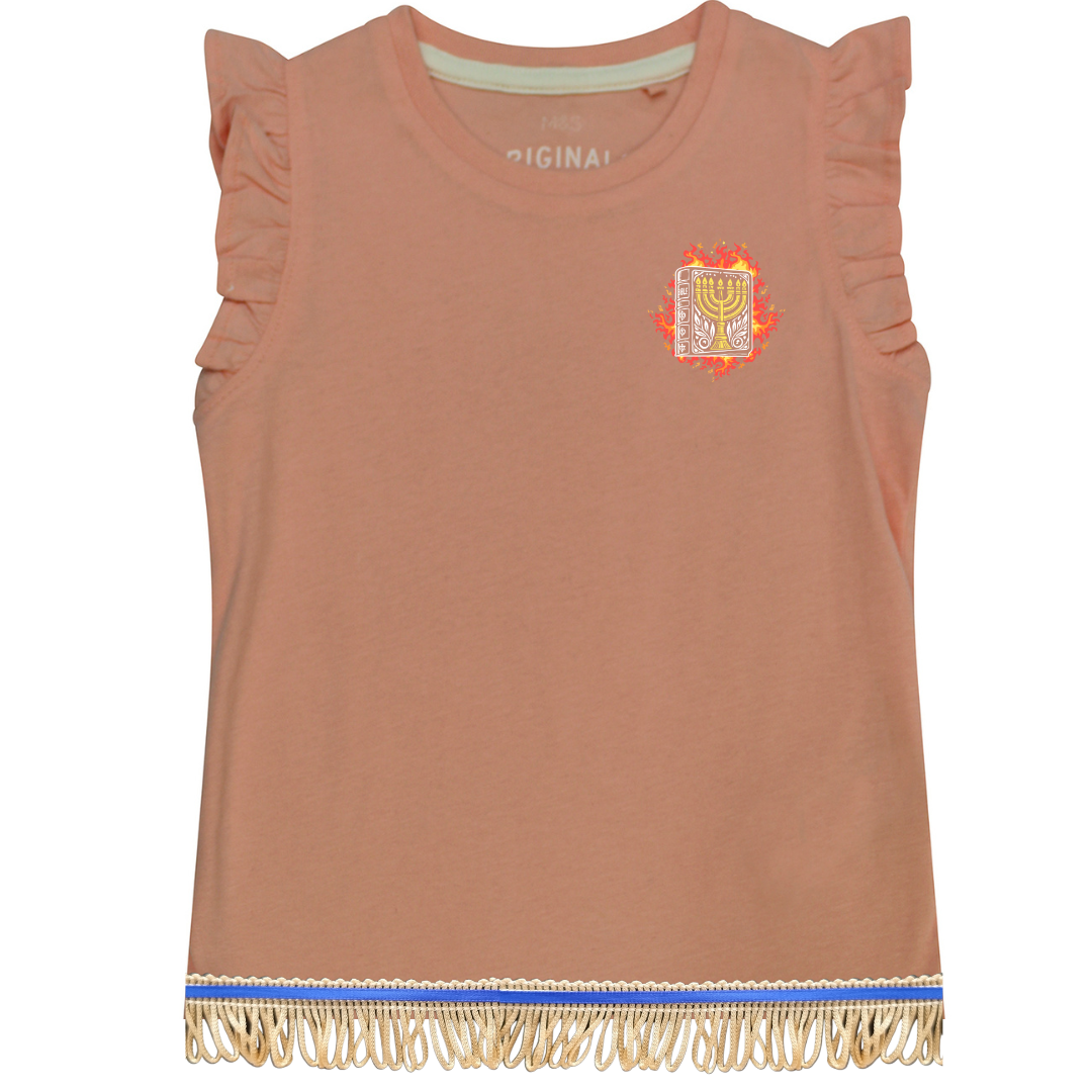 The Fiery Law Girls 100% Cotton Frill Sleeve Top