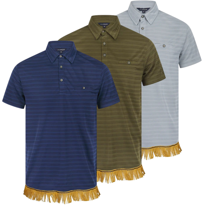 Lightweight Striped Polo Shirt with Fringes