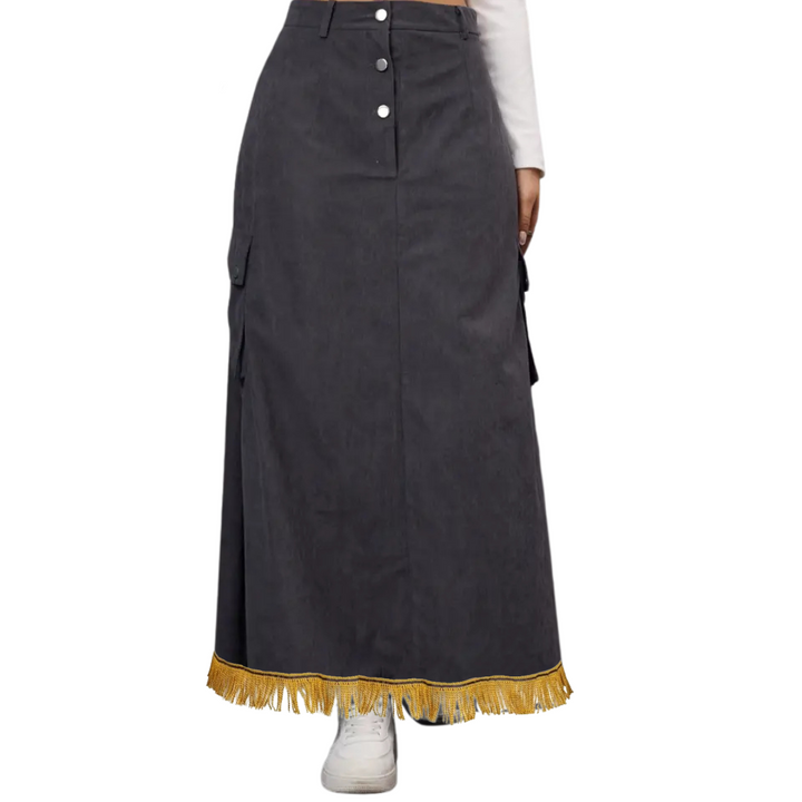 High Waist Corduroy Cargo Skirt with Pockets