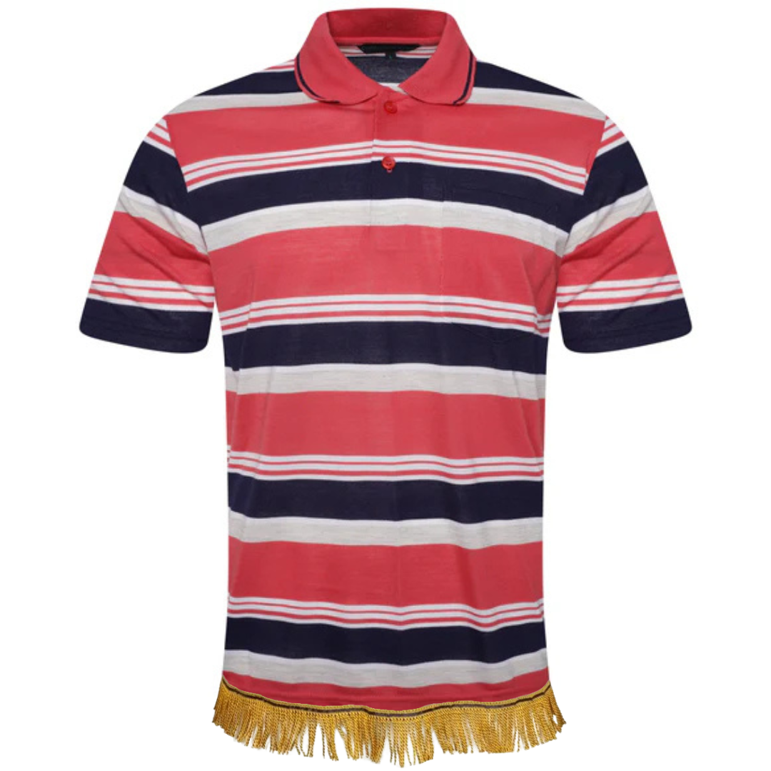 Men's Striped Polo Shirt with Fringes