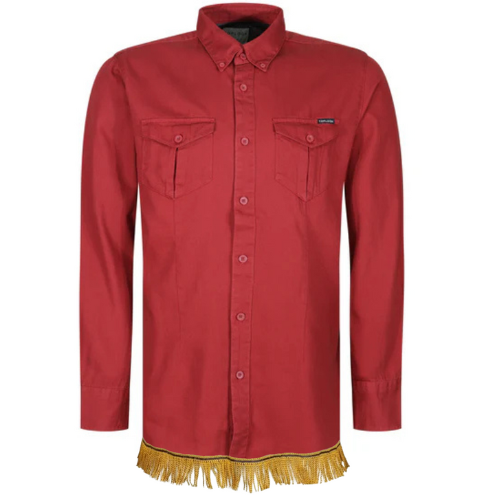 Men's 2 Pocket Button Down Shirt with Fringes