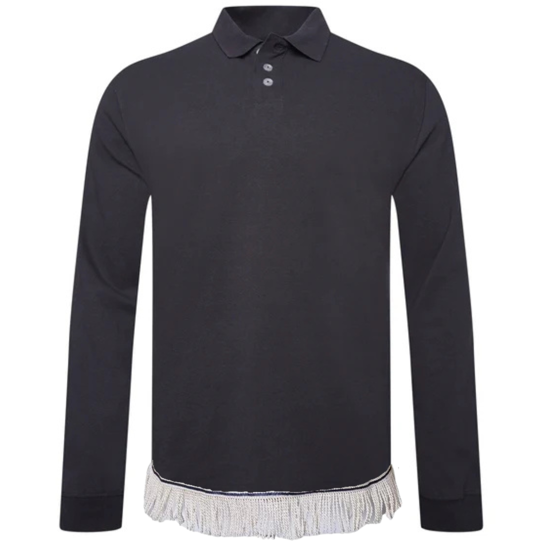 Cotton Long Sleeve Polo with Fringes