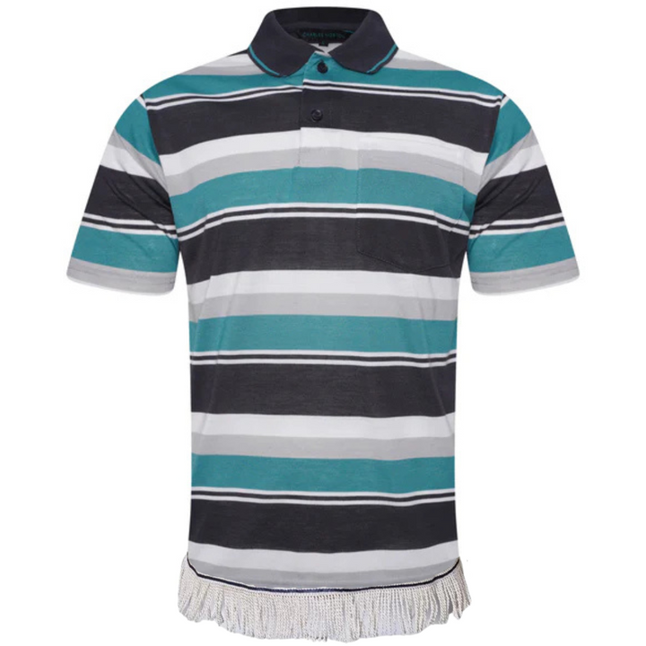 Men's Striped Polo Shirt with Fringes