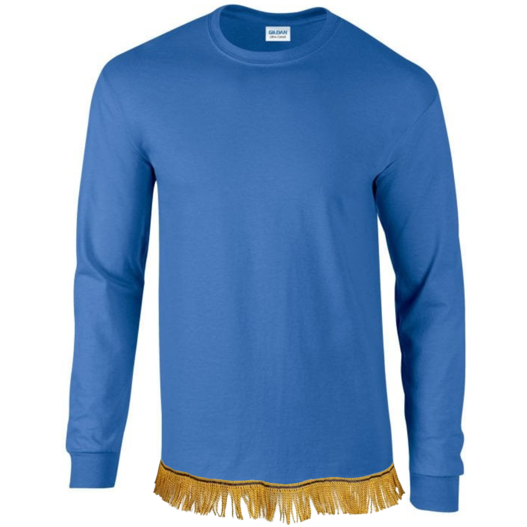 Men's Plain Long Sleeve T-Shirt with Fringes