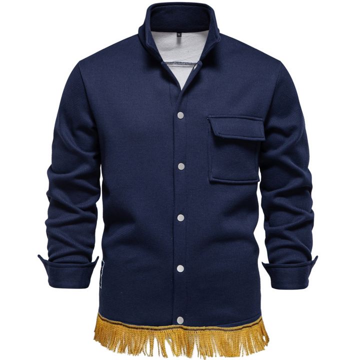 Men's Fleece Lined Button Up Jacket with Fringes