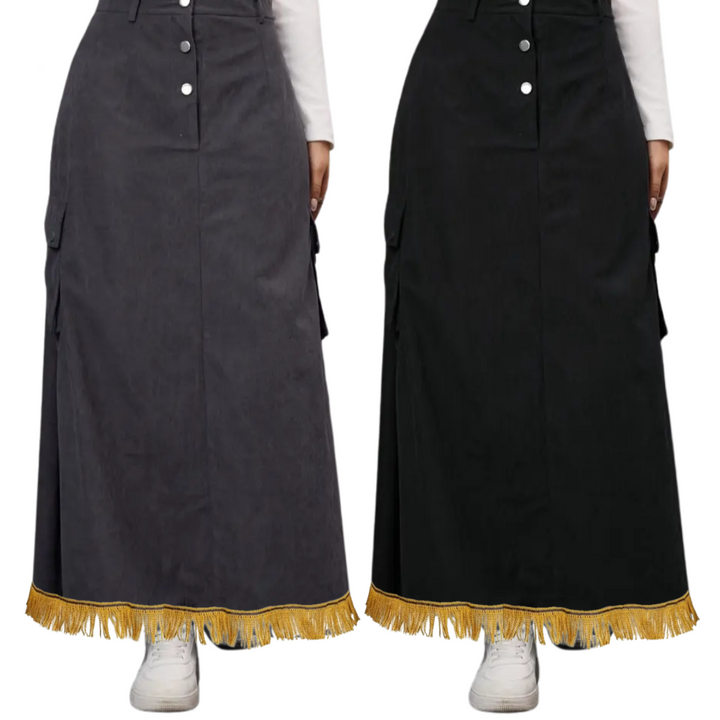 High Waist Corduroy Cargo Skirt with Pockets