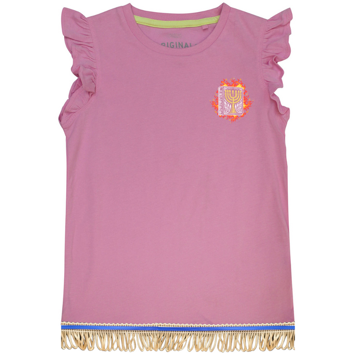 The Fiery Law Girls 100% Cotton Frill Sleeve Top