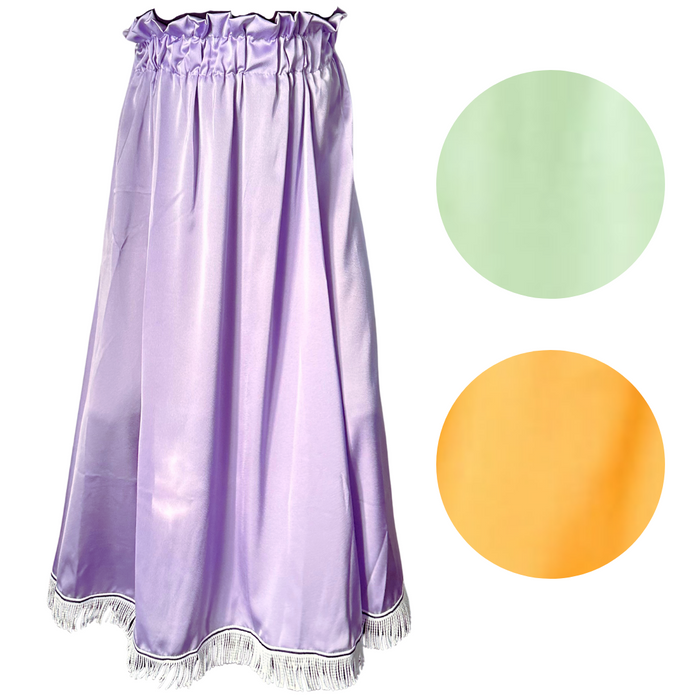 Gathered Waist Sateen Maxi Skirt