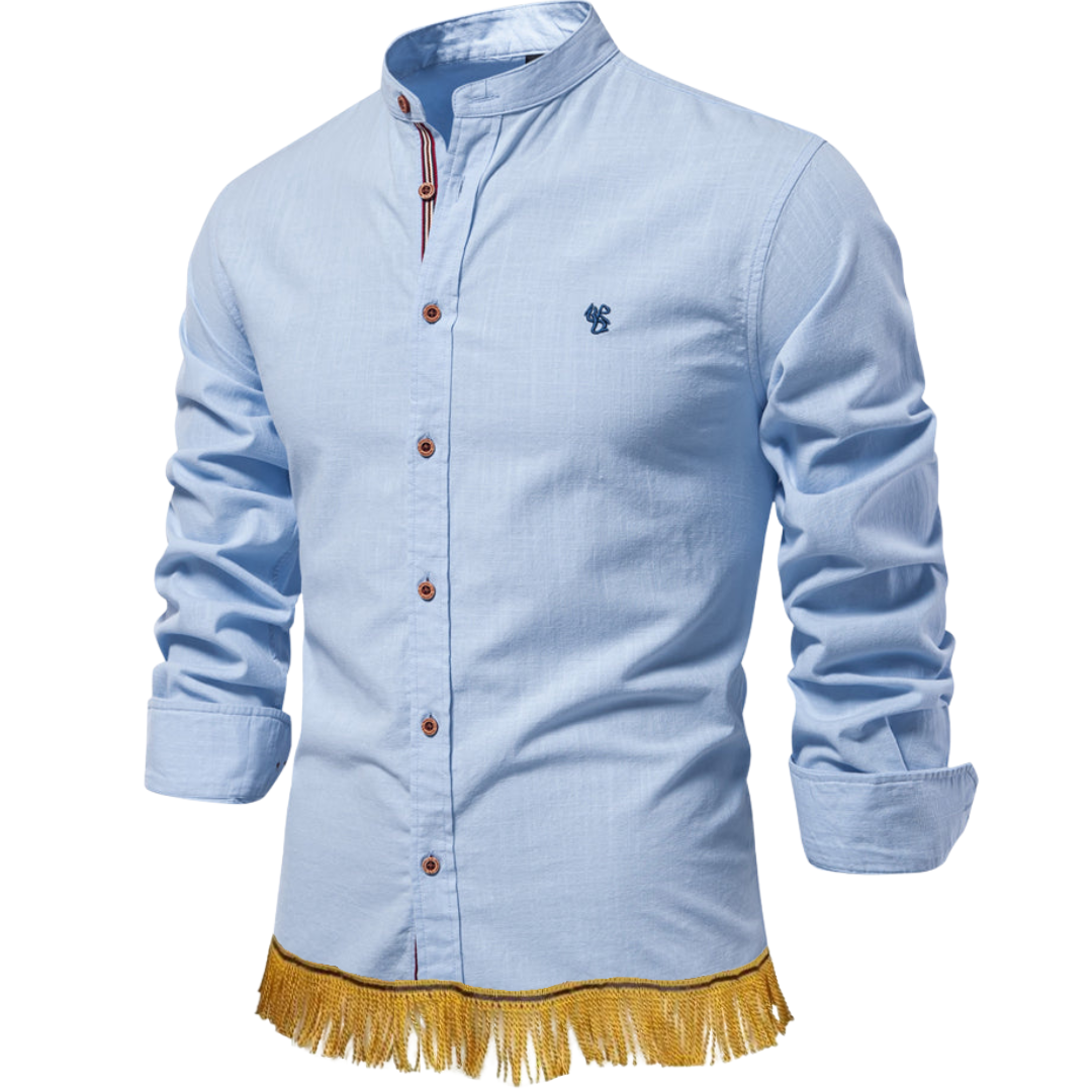 100% Cotton Button-Down Shirt with Fringes