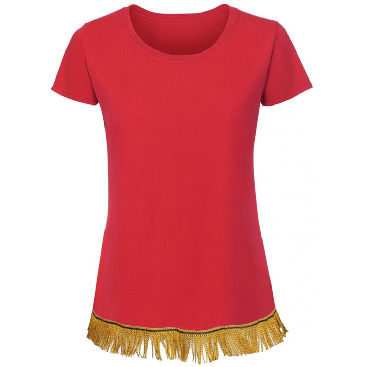 Women's Plain Short Sleeve T-Shirt with Fringes