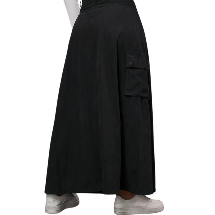 High Waist Corduroy Cargo Skirt with Pockets