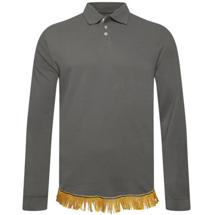 Cotton Long Sleeve Polo with Fringes (2 for $60/3 for $80) (8 Colors)