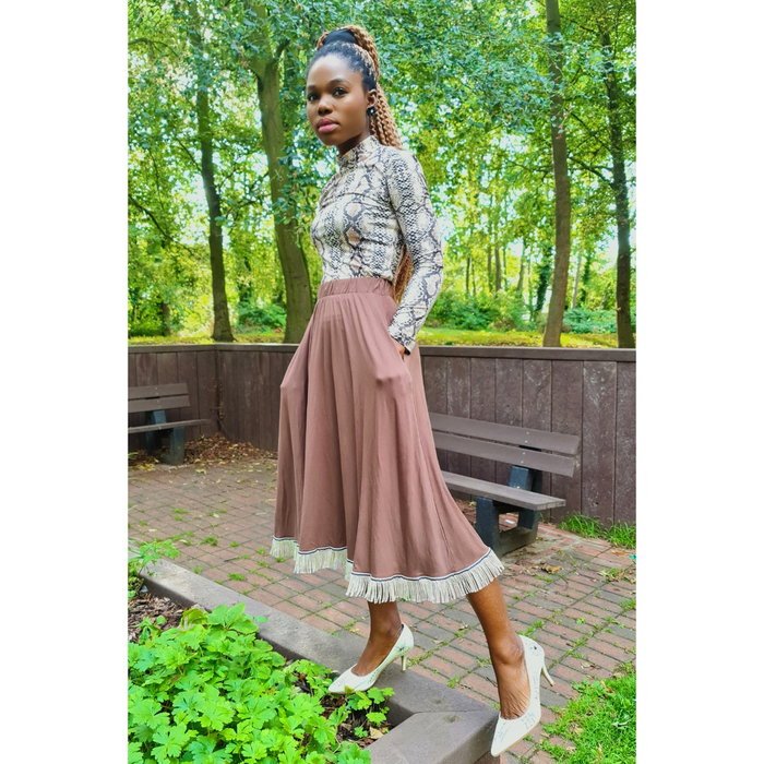 Plain Circle Midi Skirt with Pockets (3 Colors)