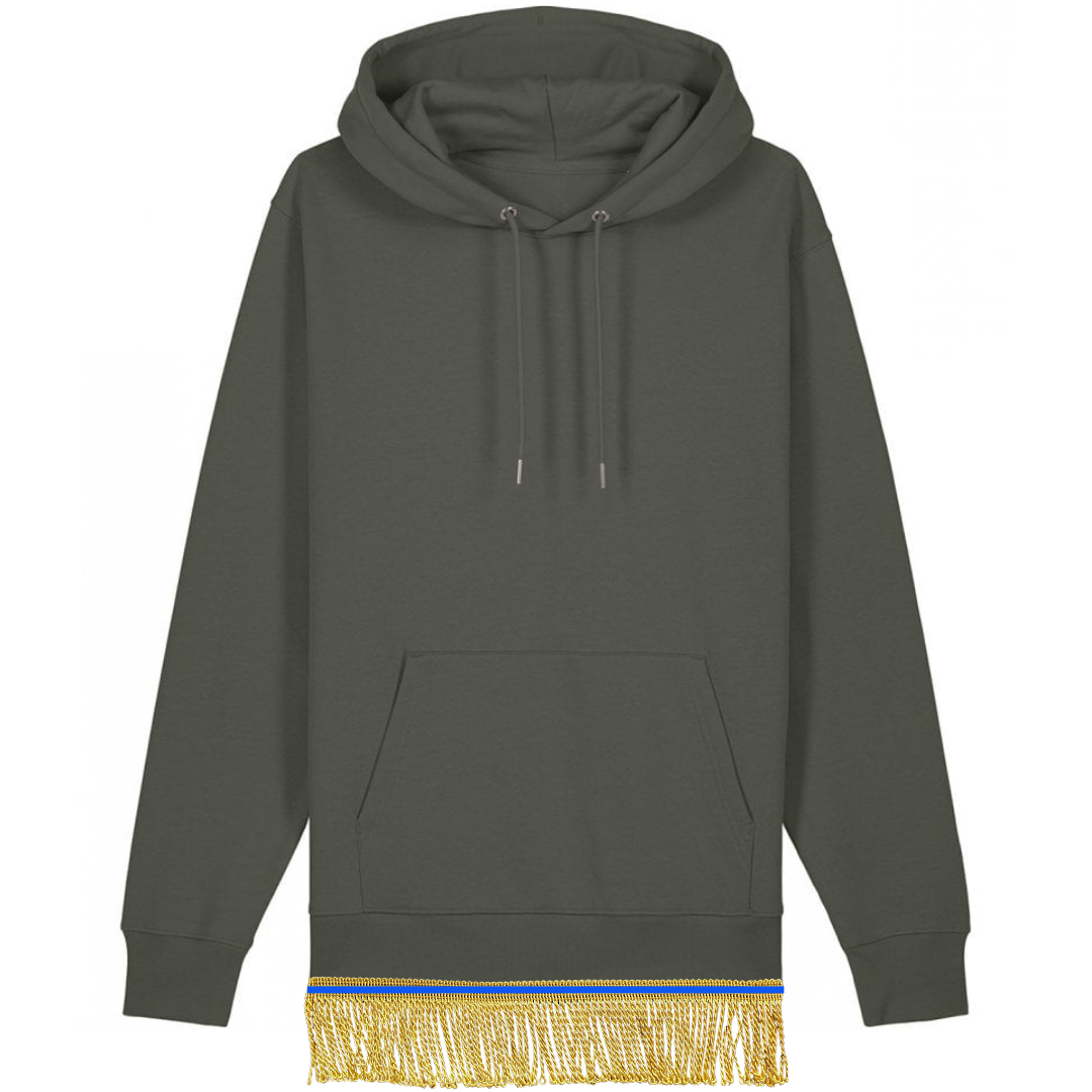 Men's Organic Cotton Pullover Hoodie with Fringes