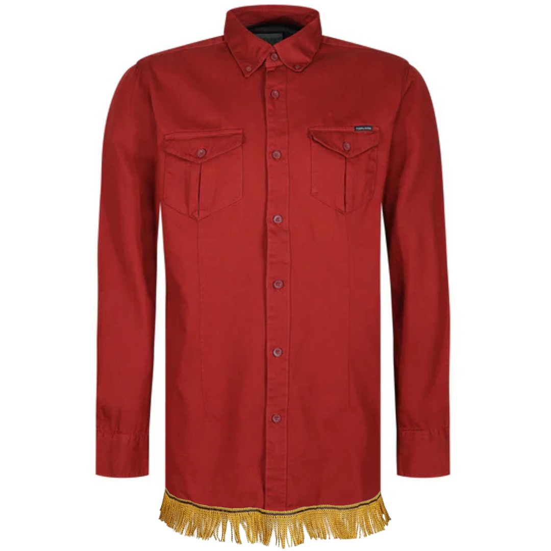 Men's 2 Pocket Button Down Shirt with Fringes