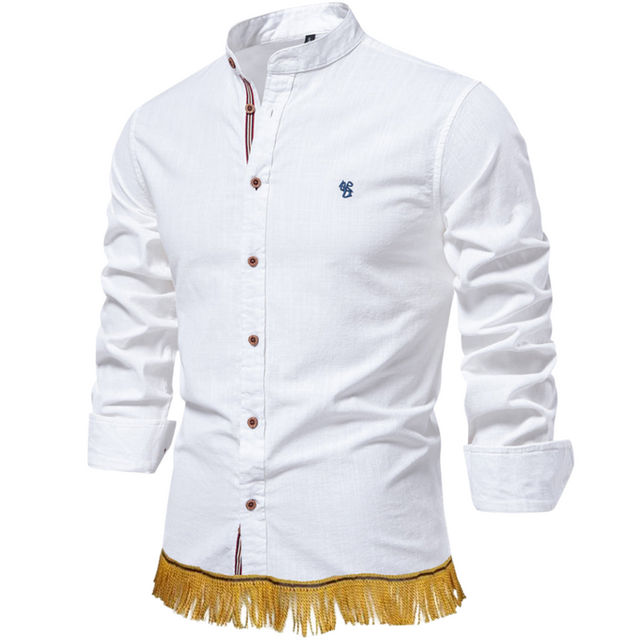 100% Cotton Button-Down Shirt with Fringes