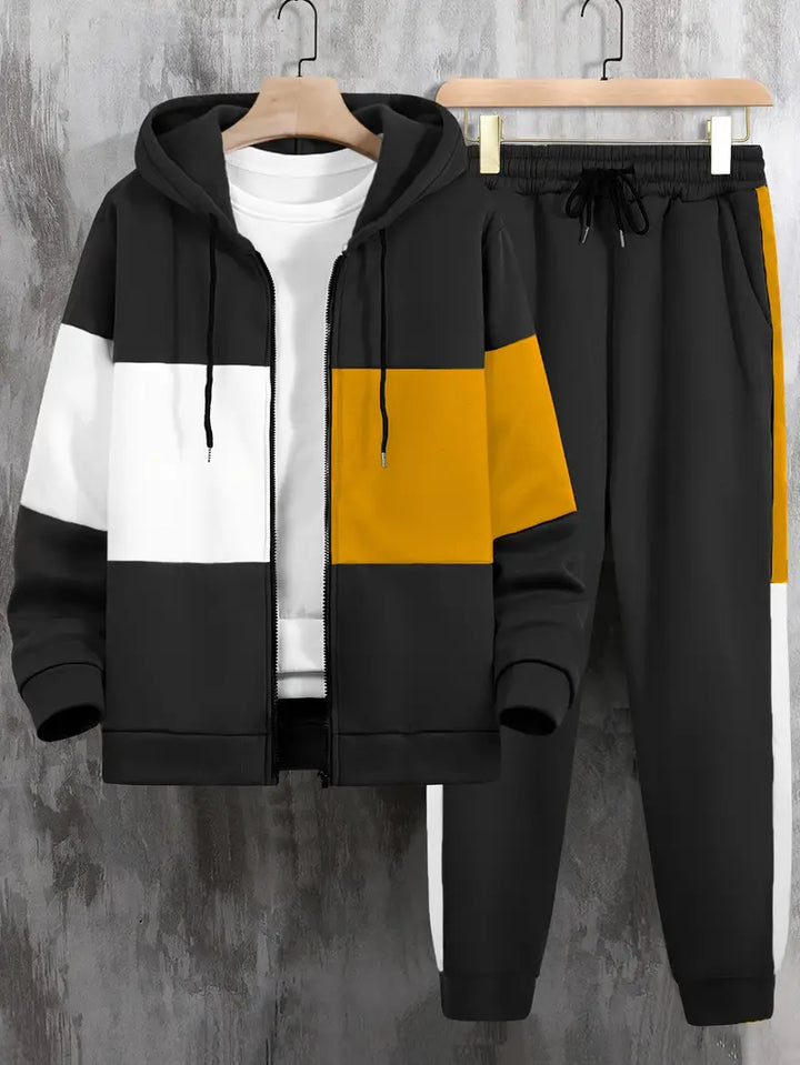 Men's Color Block Tracksuit Set