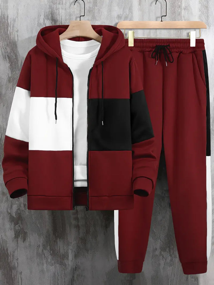 Men's Color Block Tracksuit Set