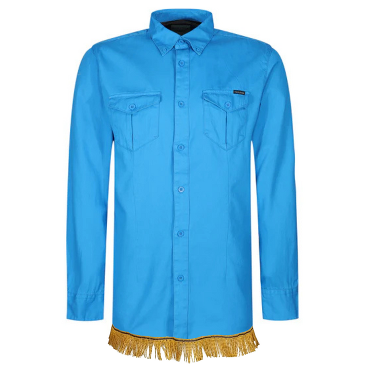 Men's 2 Pocket Button Down Shirt with Fringes