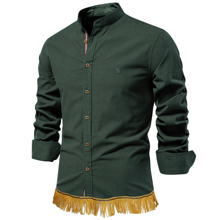 100% Cotton Button-Down Shirt with Fringes