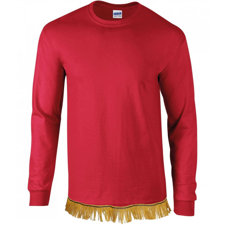 Men's Plain Long Sleeve T-Shirt with Fringes