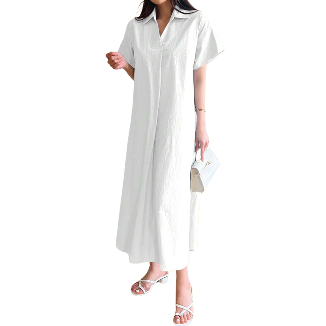 100% Cotton Turn-Down Collar Shirt Dress