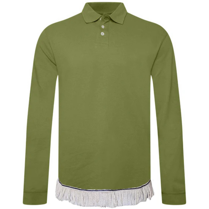 Cotton Long Sleeve Polo with Fringes