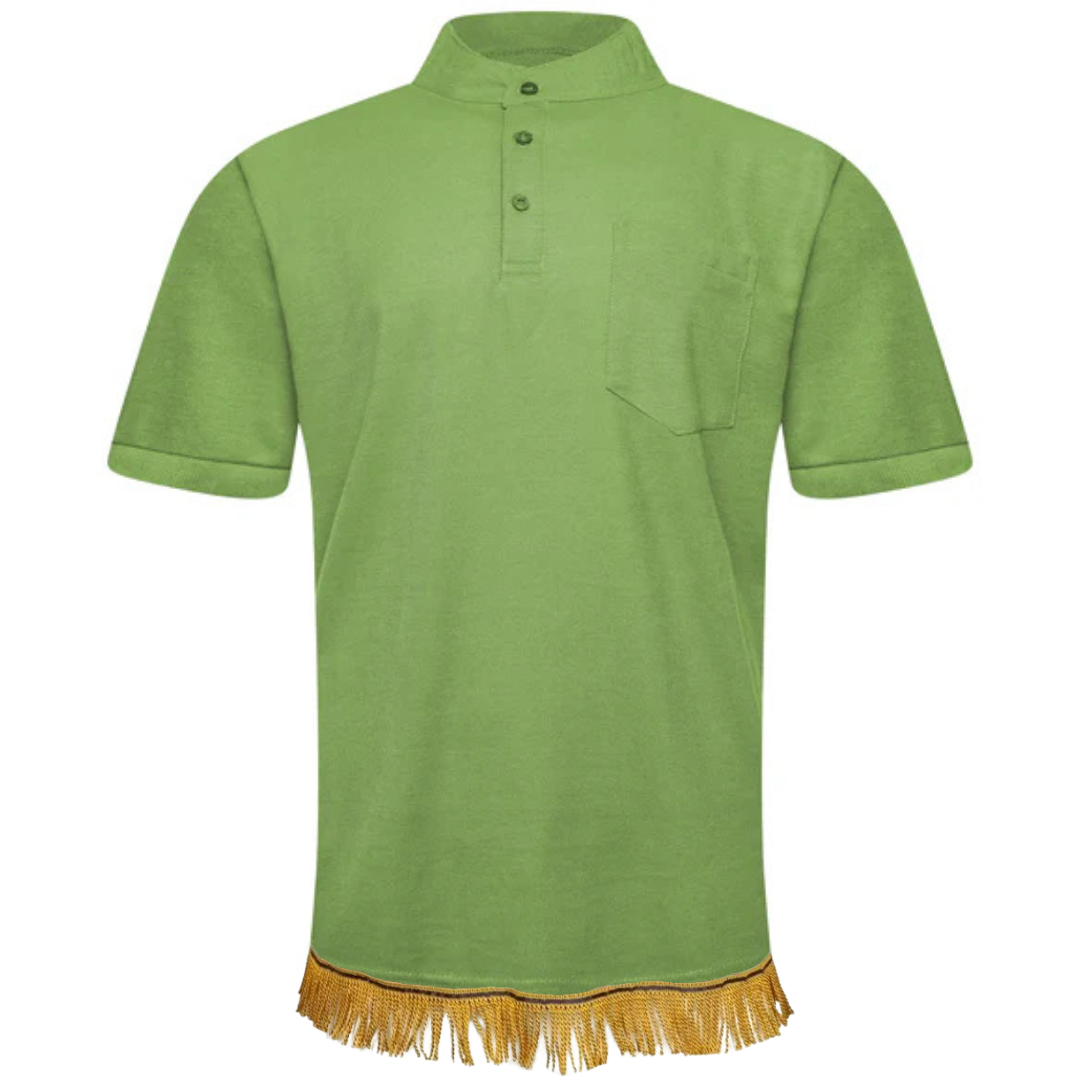 Men's Henley Collar Polo Shirt with Fringes