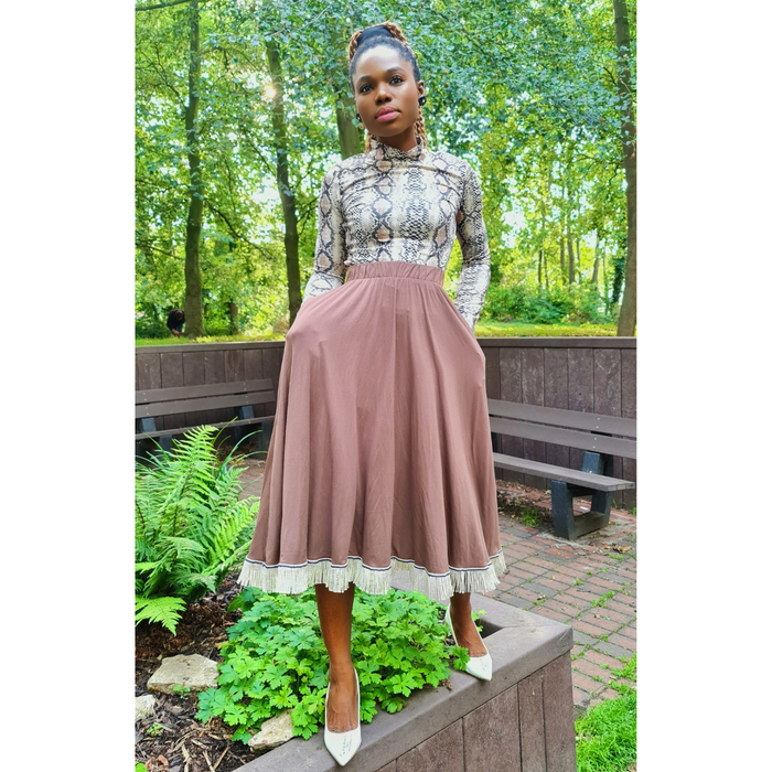 Plain Circle Midi Skirt with Pockets (3 Colors)