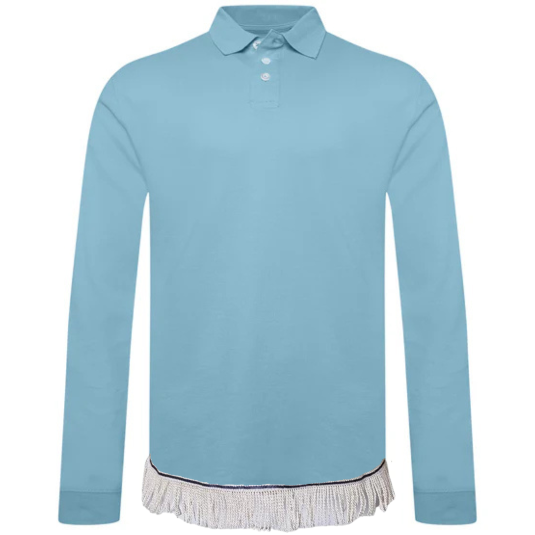 Cotton Long Sleeve Polo with Fringes (2 for $60/3 for $80) (8 Colors)