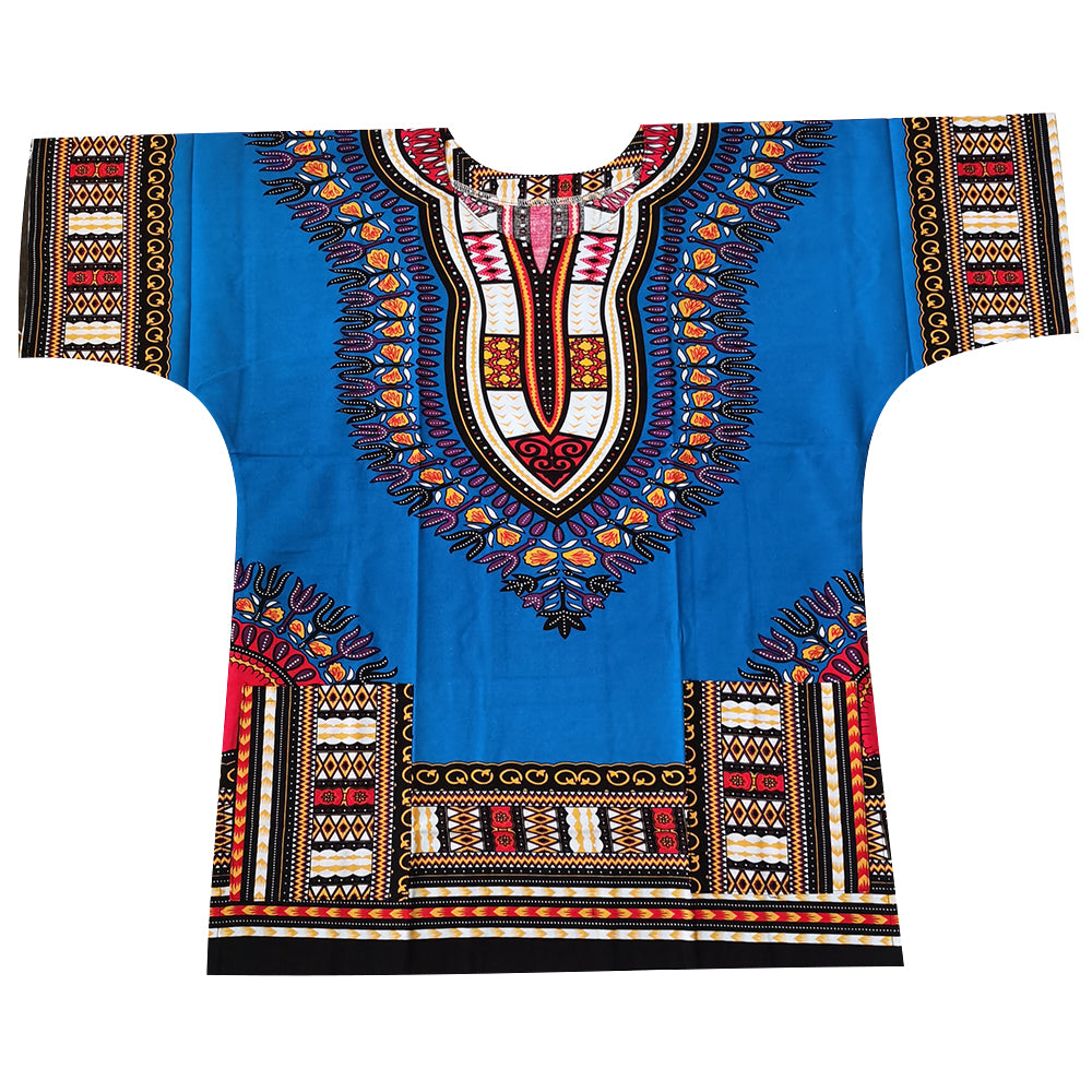 100% Cotton Tribal Print Dashiki Shirt with Fringes