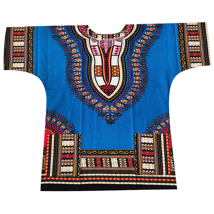 100% Cotton Tribal Print Dashiki Shirt with Fringes