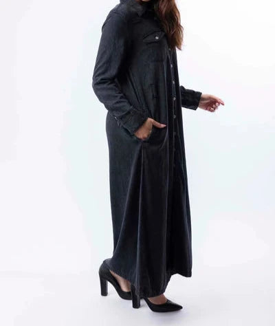 100% Cotton A-Line Denim Maxi Dress