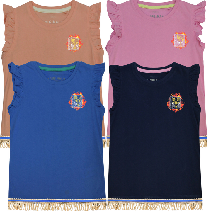 The Fiery Law Girls 100% Cotton Frill Sleeve Top