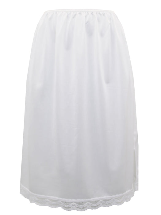 White Lace Trim Midi Waist Slip