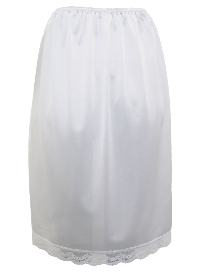 White Lace Trim Midi Waist Slip