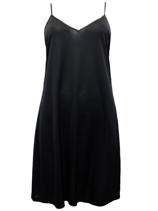 Black Scoop-Back Slip Chemise