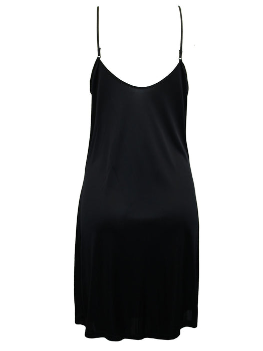 Black Scoop-Back Slip Chemise