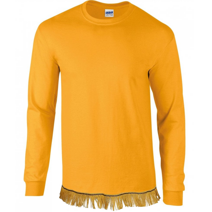 Men's Plain Long Sleeve T-Shirt with Fringes