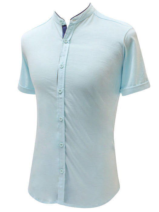 Men's Mandarin Collar Button Down Shirt with Fringes