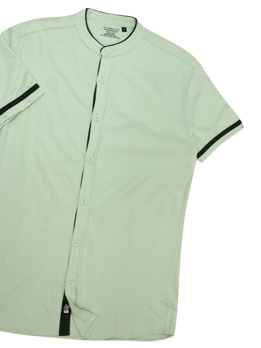 Men's Mandarin Collar Button Down Shirt with Fringes