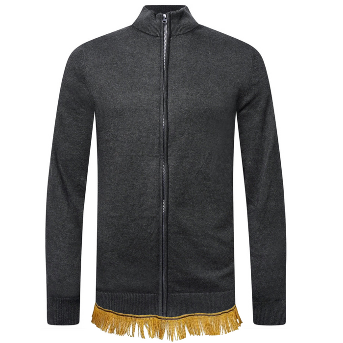 Men's Full Zip 100% Cotton Cardigan with Fringes