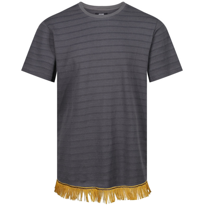 Men's Textured Stripe T-Shirt with Fringes