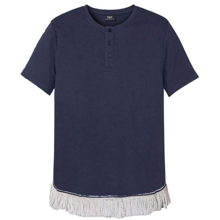 Men's Henley T-Shirt with Fringes