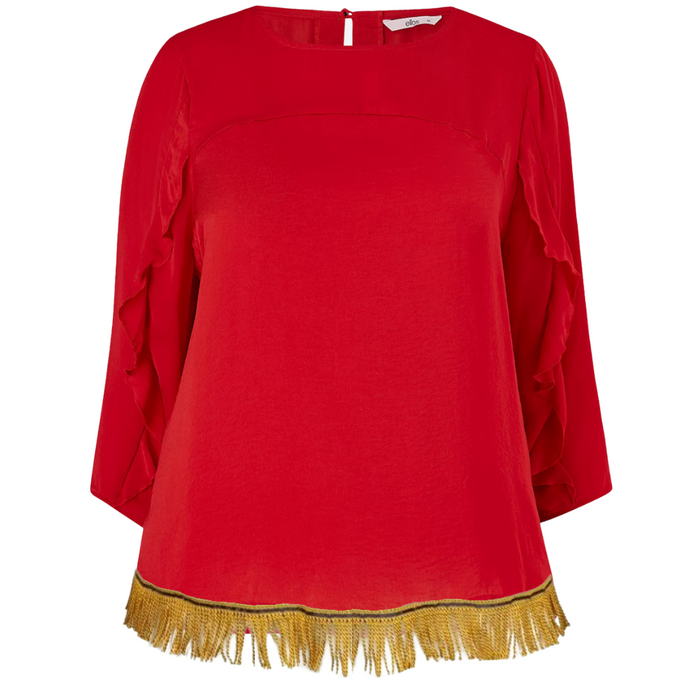 Women's Woven Frill Sleeve Top [PLUS]