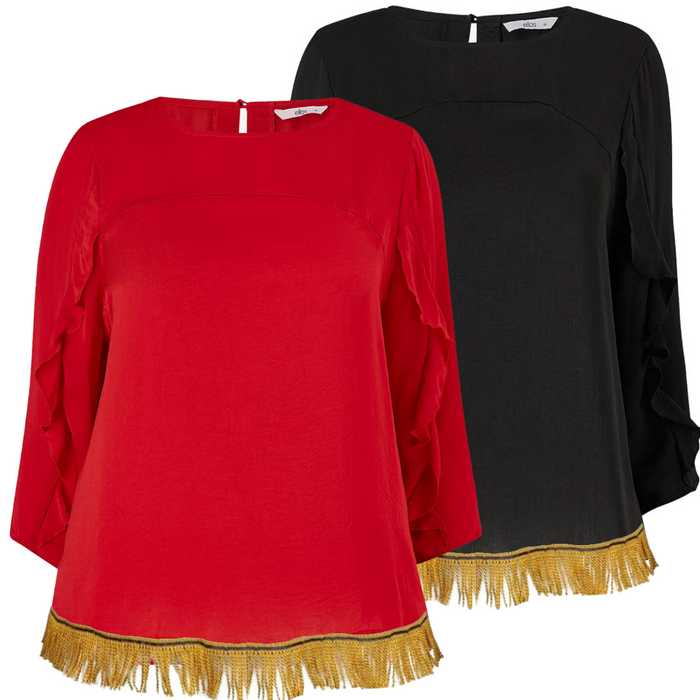 Women's Woven Frill Sleeve Top [PLUS]