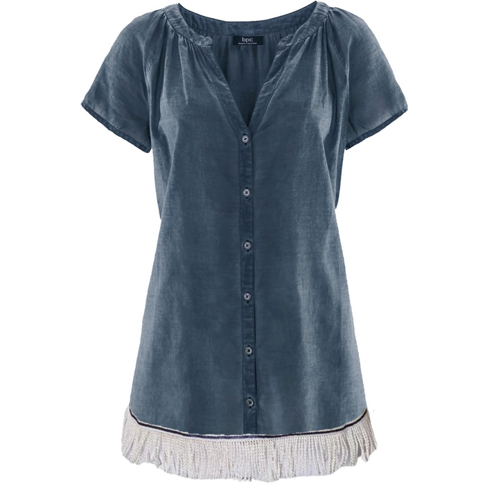 Women's Pure Cotton V-Neck Button-Down Top