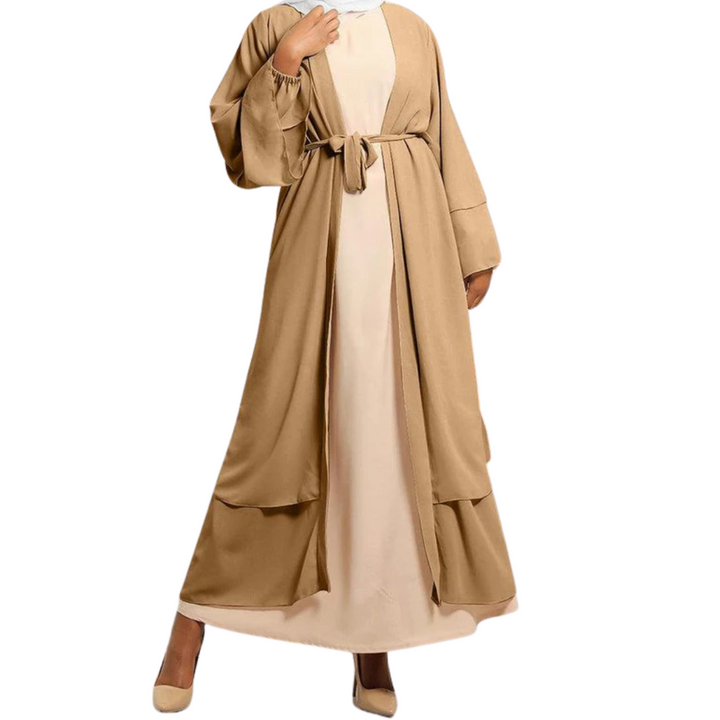 Double Layered Chiffon Open Abaya