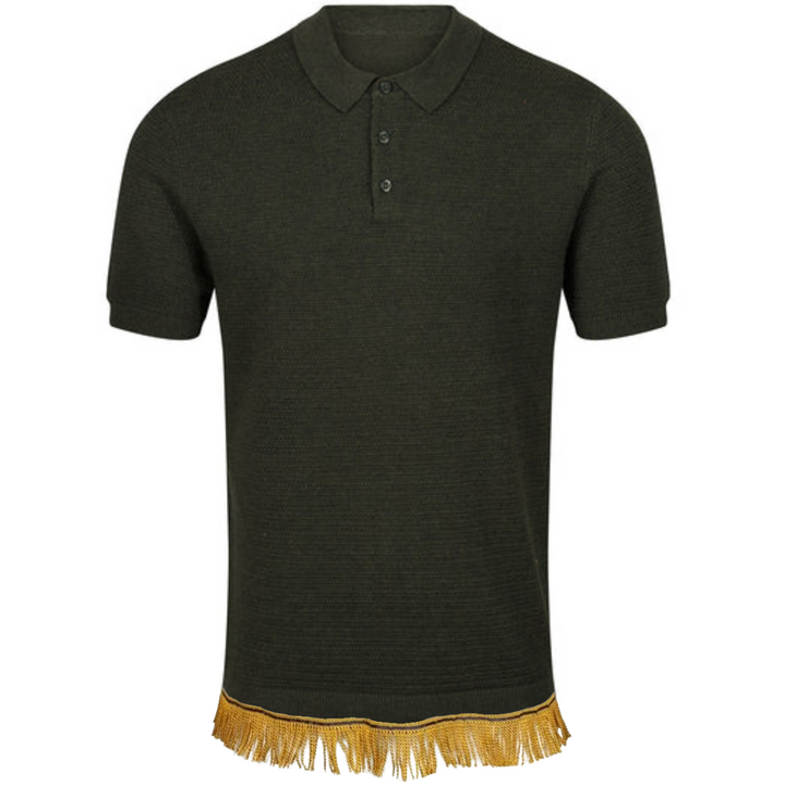 Men's Cotton Textured Knit Polo Shirt with Fringes