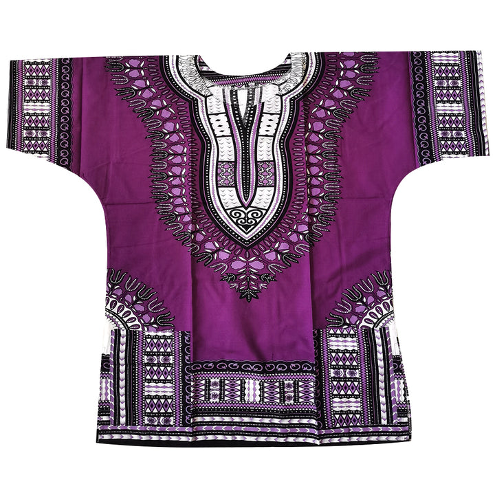 100% Cotton Tribal Print Dashiki Shirt with Fringes